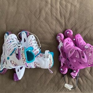 2 pair girls roller blades